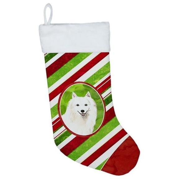 Japanese Spitz Christmas Candy Stripe Christmas Stocking