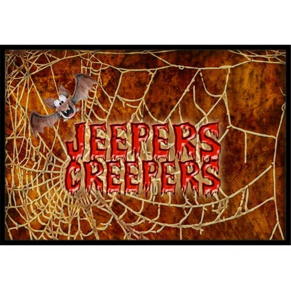 Carolines Treasures Jeepers Creepers With Bat & Spider Web Halloween Doormat - 24 x 36 in.