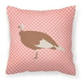thumbnail image 1 of Carolines Treasures BB7984PW1818 Jersey Buff Turkey Hen Pink Check Fabric Decorative Pillow, 18 x 18 in., 1 of 2