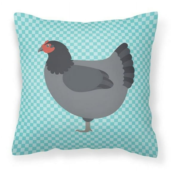 Carolines Treasures BB8009PW1414 Jersey Giant Chicken Blue Check Fabric Decorative Pillow, 14 x 14 in.