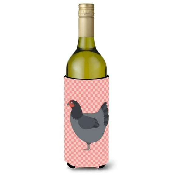 Carolines Treasures BB7835LITERK Jersey Giant Chicken Pink Check Wine Bottle Beverge Insulator Hugger