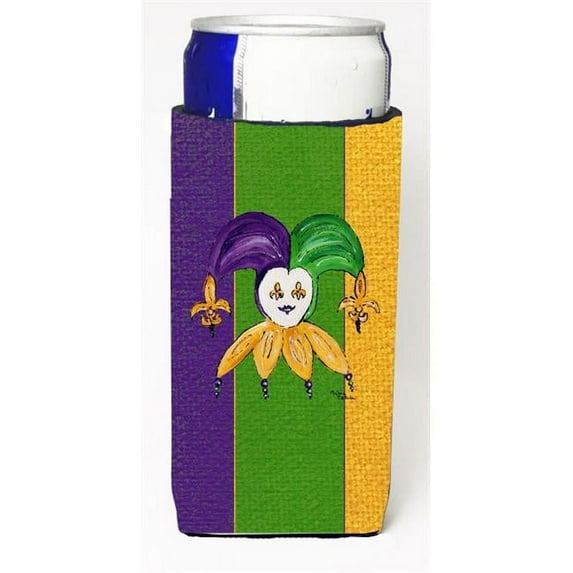Carolines Treasures Jester Mardi Grass Michelob Ultra bottle sleeves For Slim Cans - 12 oz.