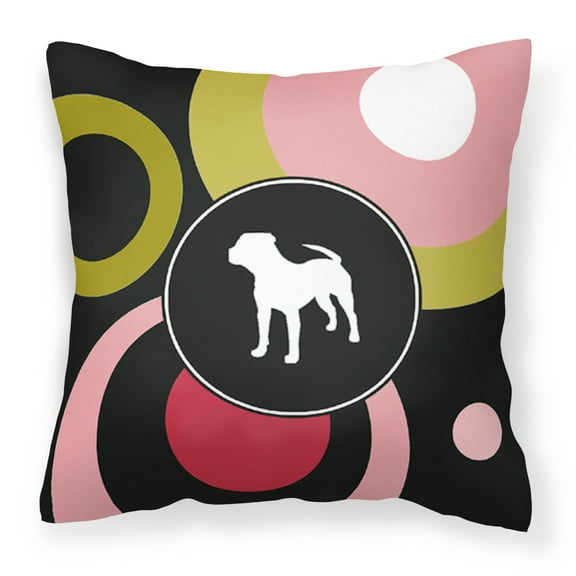 Carolines Treasures KJ1153PW1414 Pit Bull Decorative   Canvas Fabric Pillow 14Hx14W multicolor