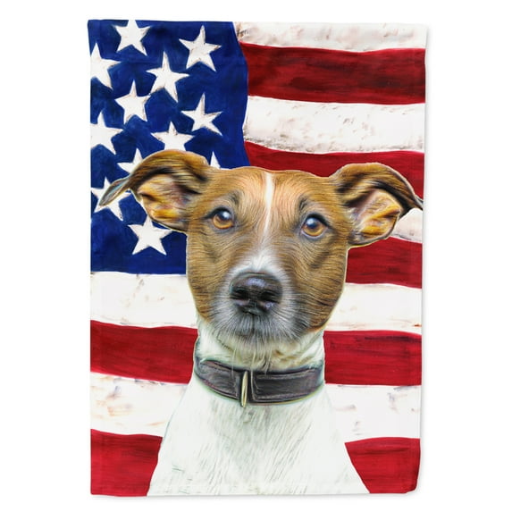 Carolines Treasures KJ1155CHF USA American Flag with Jack Russell Terrier House Flag House Size multicolor
