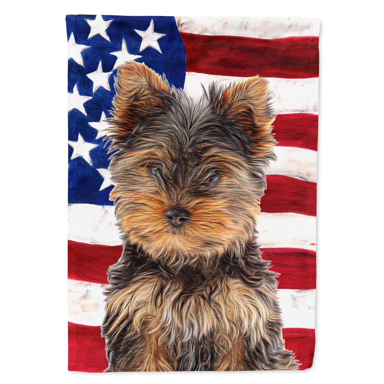 Carolines Treasures KJ1160CHF USA American Flag with Yorkie Puppy / Yorkshire Terrier Flag Canvas House Size, House - image 1 of 4