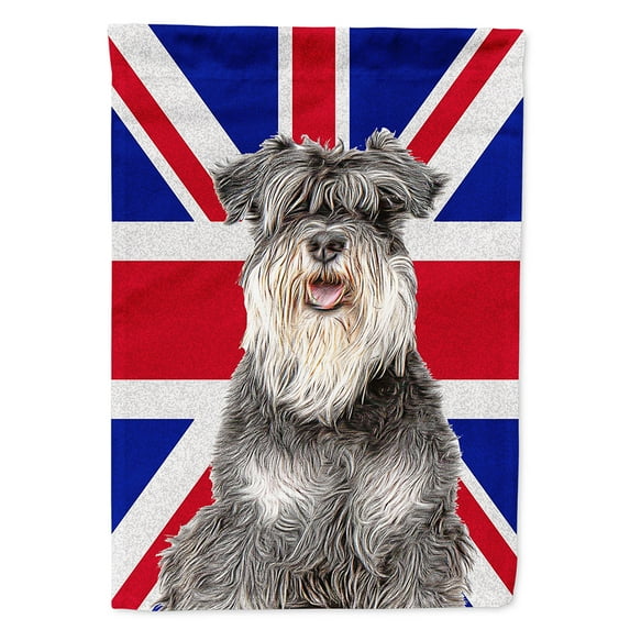 Carolines Treasures KJ1164CHF Schnauzer with English Union Jack British Flag House Flag House Size multicolor