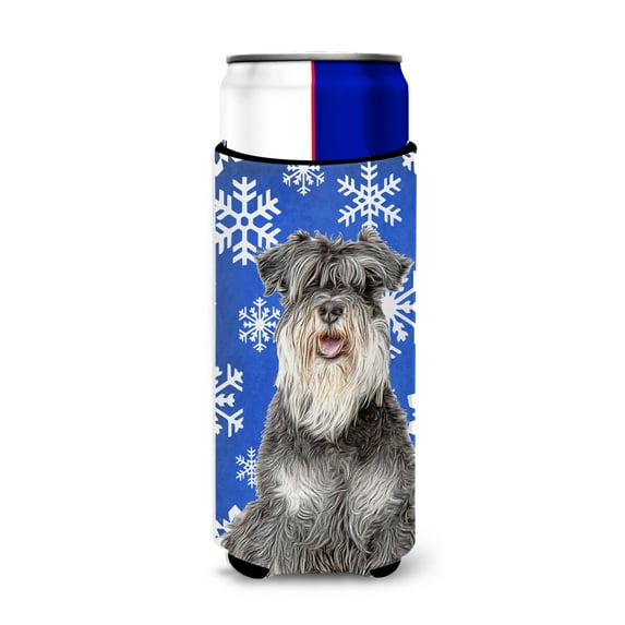 Carolines Treasures KJ1178MUK Winter Snowflakes Holiday Schnauzer Ultra Hugger for slim cans Slim Can multicolor