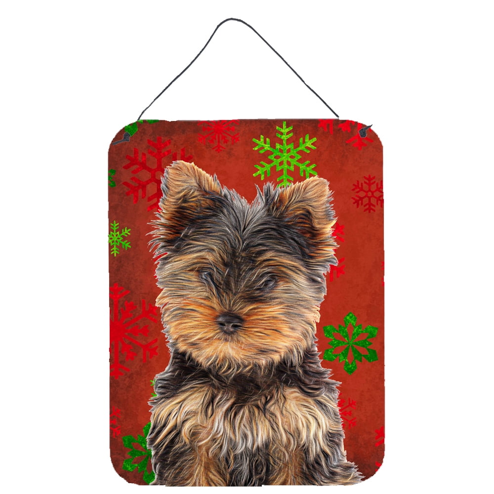 Carolines Treasures KJ1188DS1216 Red Snowflakes Holiday Christmas Yorkie Puppy Yorkshire Terrier Wall or Door Hanging