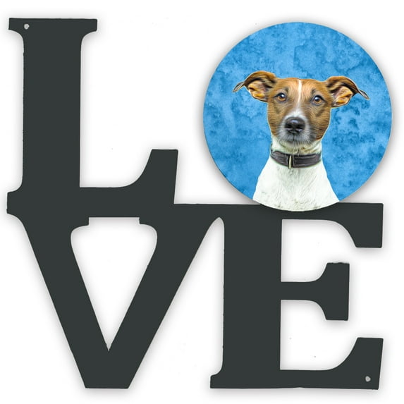 Carolines Treasures KJ1226BUWALV Blue Jack Russell Terrier Metal Wall Artwork LOVE 12X12 multicolor