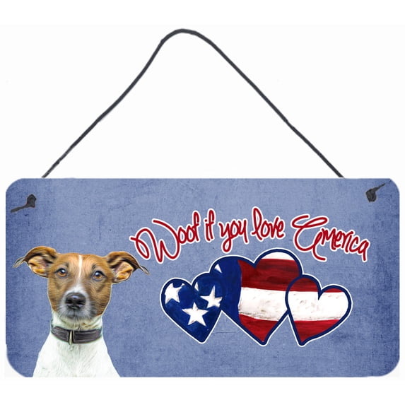 Carolines Treasures KJ1232DS612 Woof if you love America Jack Russell Terrier Wall or Door Hanging Prints 6HX12W