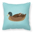 thumbnail image 1 of Carolines Treasures BB8040PW1818 Khaki Campbell Duck Blue Check Fabric Decorative Pillow, 18 x 18 in., 1 of 2