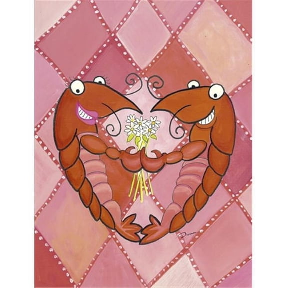 Carolines Treasures LD6114CHF 28 x 40 in. Crawfish Valentines Day Flag Canvas House Size