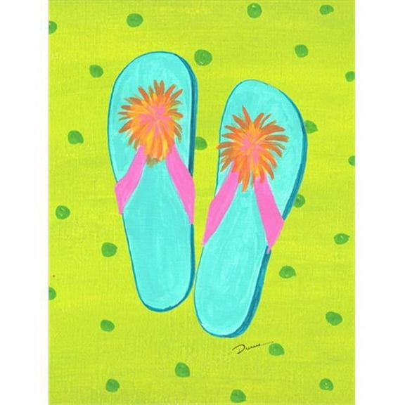 Carolines Treasures LD6149GF Flip Flops Lime Green Flag - Garden Size