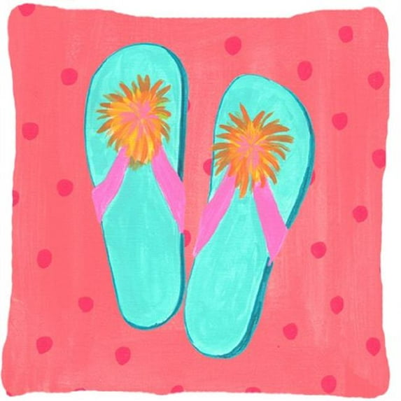 Carolines Treasures LD6151PW1414 Flip Flops Pink Indoor & Outdoor Fabric Decorative Pillow