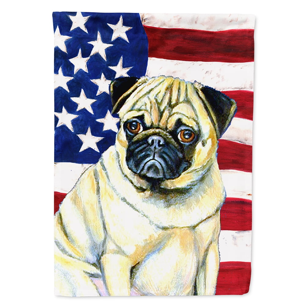 USA American Flag with Pug Flag Canvas House Size