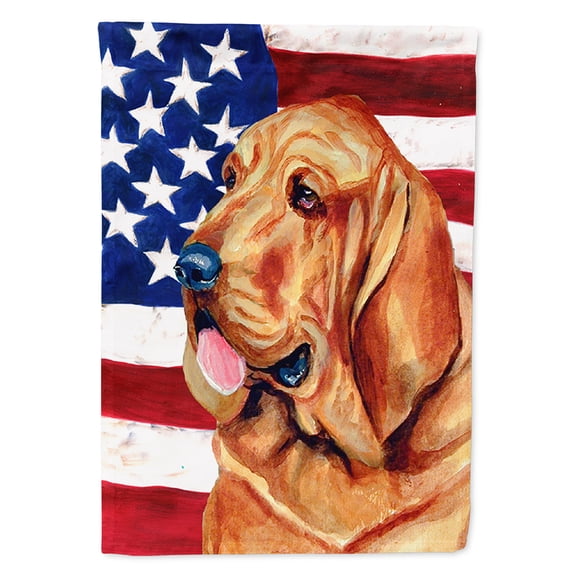 Carolines Treasures LH9016CHF 28 x 40 in. USA American Flag with Bloodhound House Size Canvas Flag