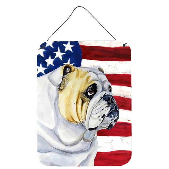 Carolines Treasures LH9018DS1216 USA American Flag with English Bulldog Wall or Door Hanging Prints 12x16 multicolor