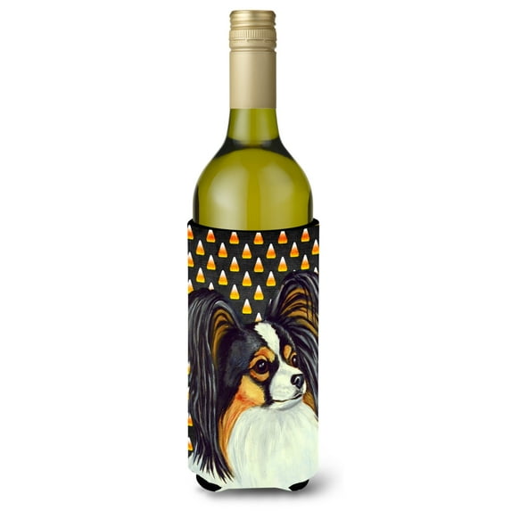Carolines Treasures LH9040LITERK Papillon Candy Corn Halloween Portrait Wine Bottle Hugger Wine Bottle multicolor