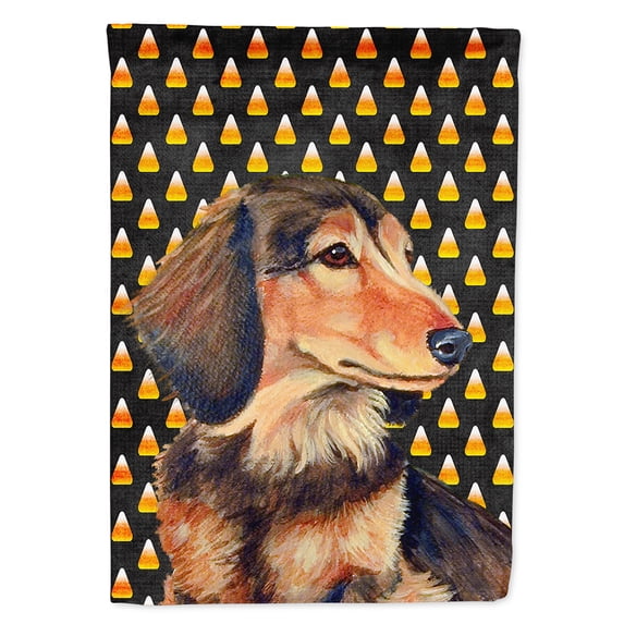 Dachshund Candy Corn Halloween Portrait Garden Flag