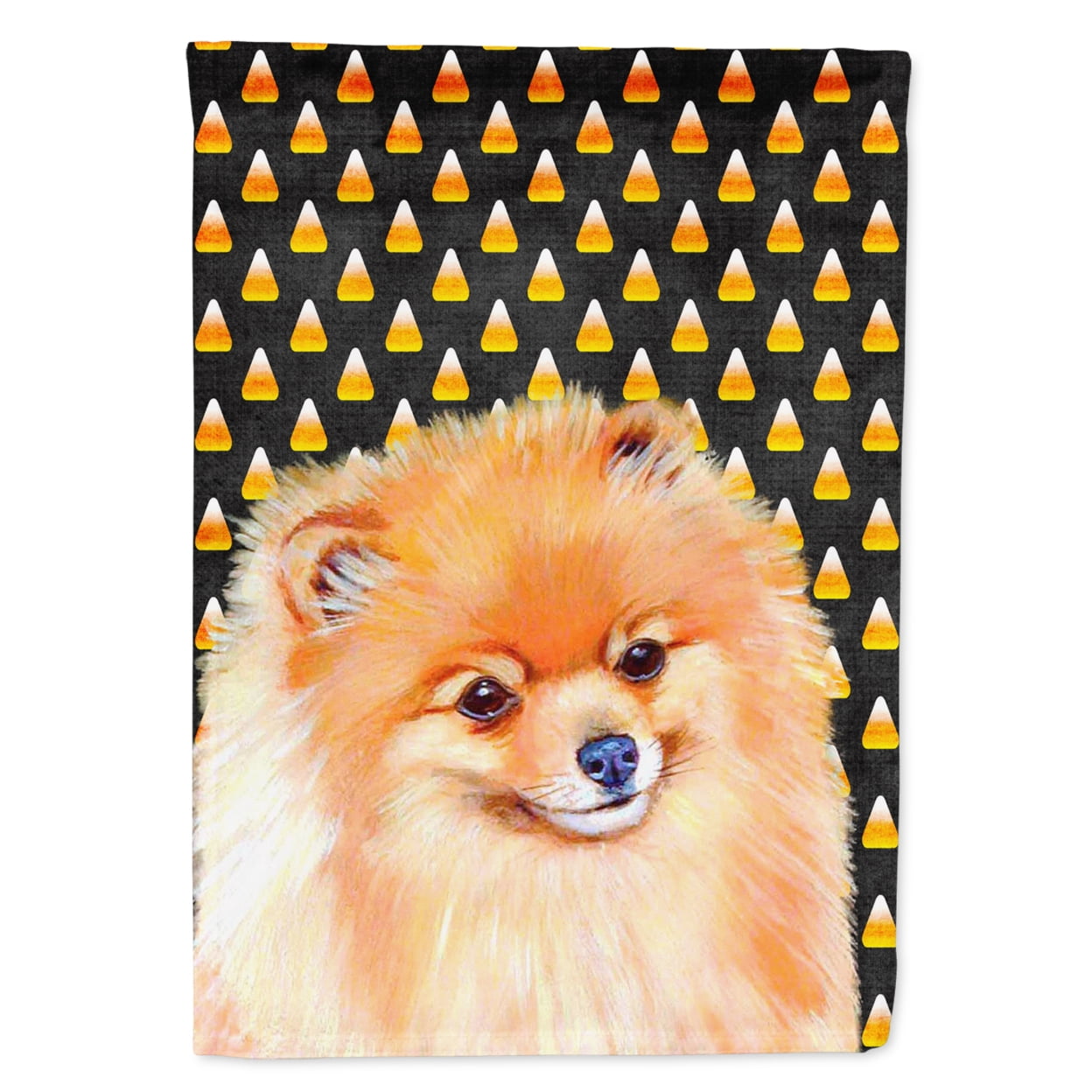 Carolines Treasures LH9045-FLAG-PARENT Pomeranian Candy Corn Halloween Portrait Flag  multicolor