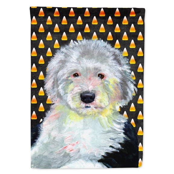 Carolines Treasures LH9046-FLAG-PARENT Old English Sheepdog Candy Corn Halloween Portrait Flag  multicolor