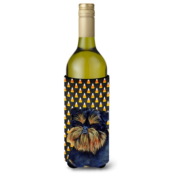 Carolines Treasures LH9049LITERK Brussels Griffon Candy Corn Halloween Portrait Wine Bottle Hugger Wine Bottle