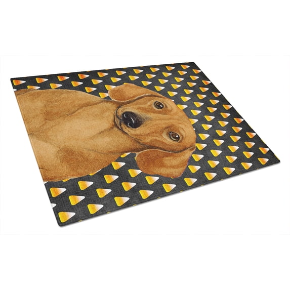 Carolines Treasures LH9053LCB Dachshund Candy Corn Halloween Portrait Glass Cutting Board Large 12H x 16W multicolor