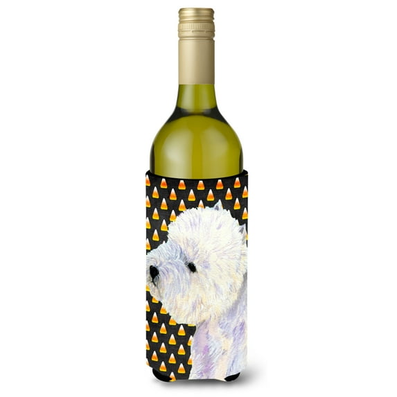 Carolines Treasures LH9056LITERK Westie Candy Corn Halloween Portrait Wine Bottle Hugger Wine Bottle multicolor