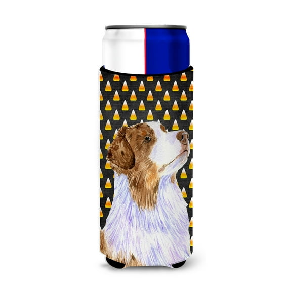 Carolines Treasures LH9059MUK Australian Shepherd Candy Corn Halloween Portrait Ultra Hugger for slim cans Slim Can