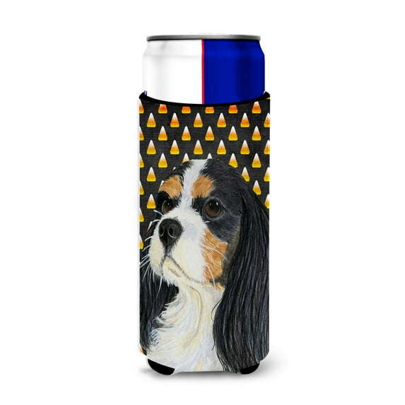 Carolines Treasures LH9065MUK Cavalier Spaniel Tricolor Candy Corn Halloween Portrait Ultra Hugger for slim cans Slim