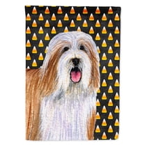 Carolines Treasures LH9071-FLAG-PARENT Bearded Collie Candy Corn Halloween Portrait Flag  multicolor