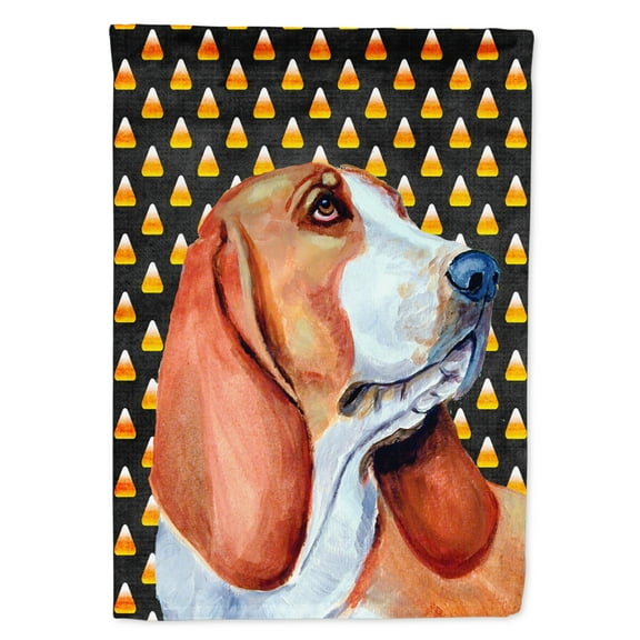 Carolines Treasures LH9073-FLAG-PARENT Basset Hound Candy Corn Halloween Portrait Flag  multicolor