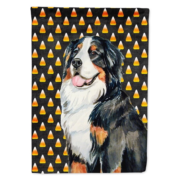 Carolines Treasures LH9075-FLAG-PARENT Bernese Mountain Dog Candy Corn Halloween Portrait Flag  multicolor
