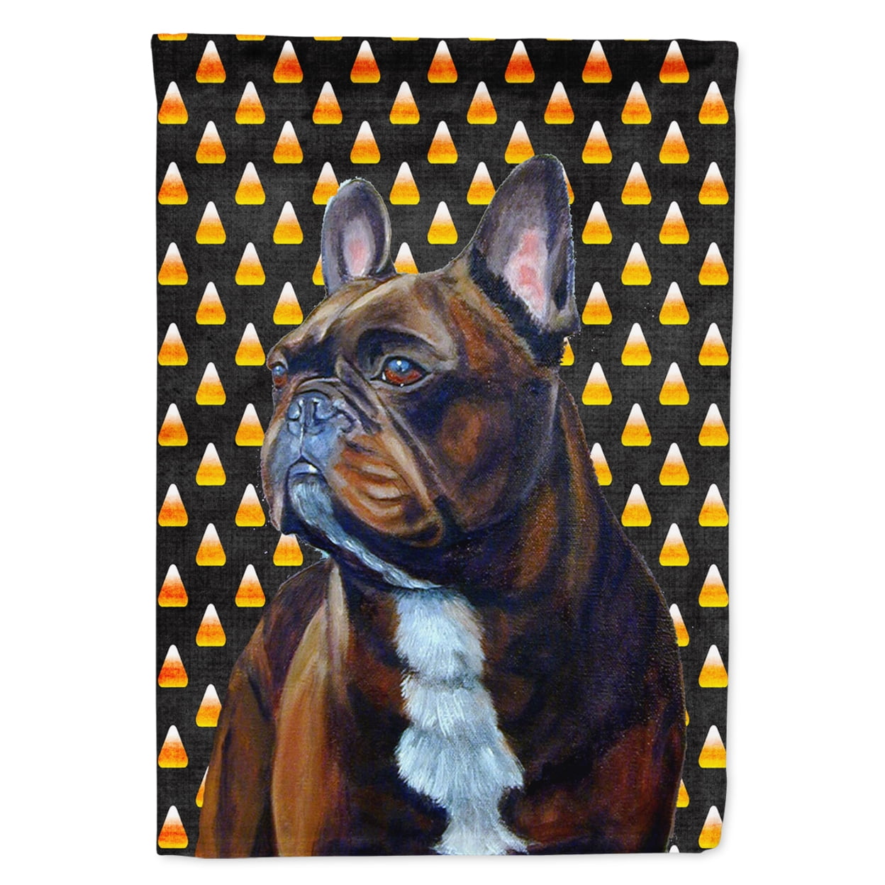 Carolines Treasures LH9081-FLAG-PARENT French Bulldog Candy Corn Halloween Portrait Flag  multicolor