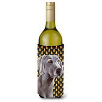 Carolines Treasures LH9082LITERK Weimaraner Candy Corn Halloween Portrait Wine Bottle Hugger Wine Bottle multicolor