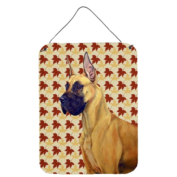 Great Dane Fall Leaves Portrait Aluminium Metal Wall or Door Hanging Prints