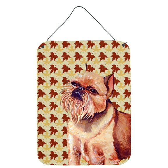 Carolines Treasures LH9089DS1216 Brussels Griffon Fall Leaves Portrait Wall or Door Hanging Prints 12WX16H multicolor