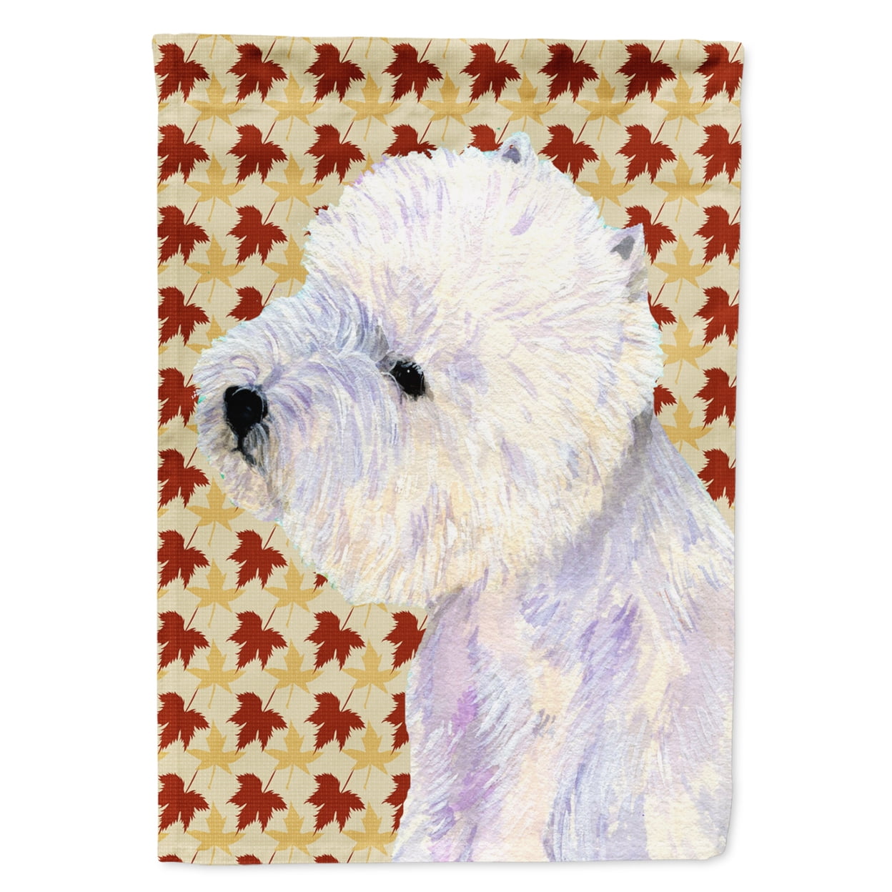 Westie Fall Leaves Portrait Garden Flag