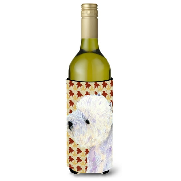 Carolines Treasures LH9090LITERK Westie Fall Leaves Portrait Wine Bottle Hugger Wine Bottle multicolor