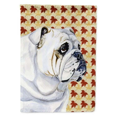 Carolines Treasures LH9094-FLAG-PARENT Bulldog English Fall Leaves Portrait Flag  multicolor