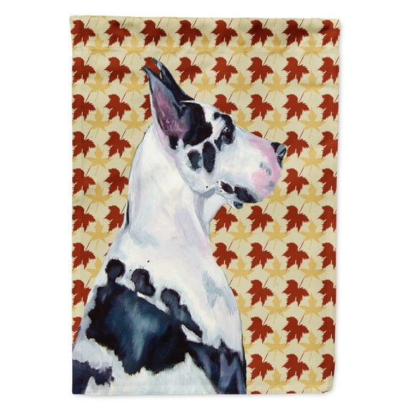 Carolines Treasures LH9101-FLAG-PARENT Great Dane Fall Leaves Portrait Flag  multicolor