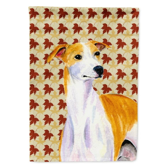 Carolines Treasures LH9103-FLAG-PARENT Whippet Fall Leaves Portrait Flag  multicolor