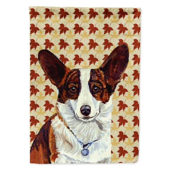 Carolines Treasures LH9108-FLAG-PARENT Corgi Fall Leaves Portrait Flag  multicolor