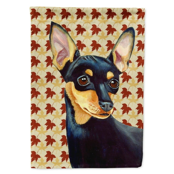 Carolines Treasures LH9110-FLAG-PARENT Min Pin Fall Leaves Portrait Flag multicolor