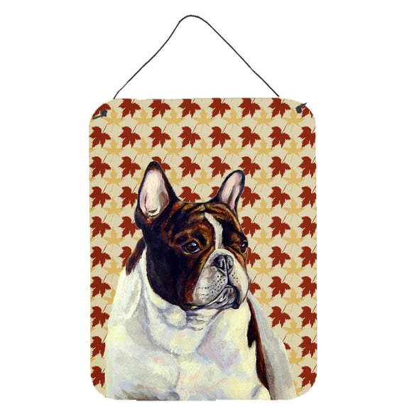 Carolines Treasures LH9112DS1216 French Bulldog Fall Leaves Portrait Wall or Door Hanging Prints 12WX16H multicolor