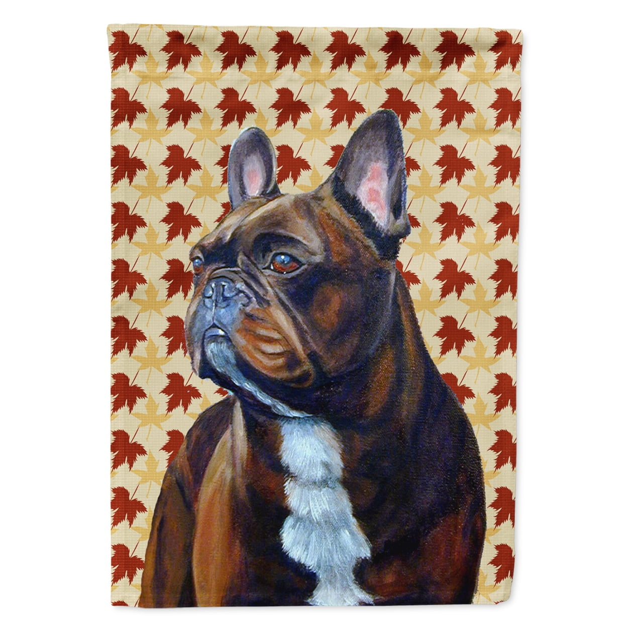 French Bulldog Fall Leaves Portrait Flag Canvas House Size