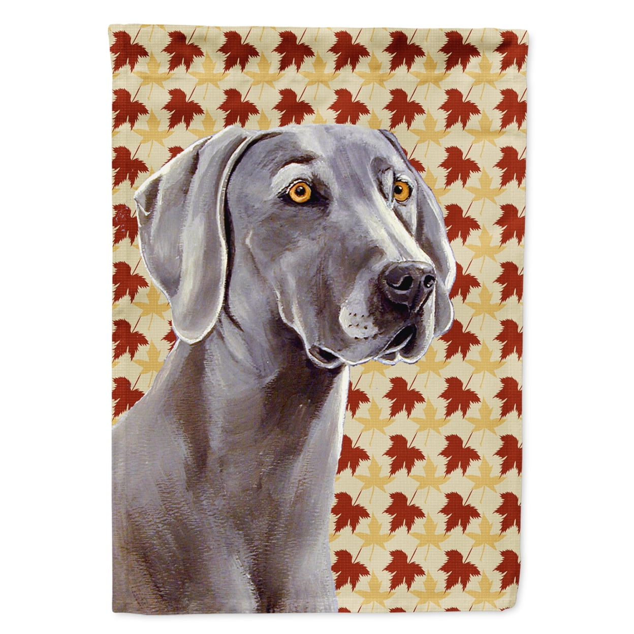 Weimaraner Fall Leaves Portrait Garden Flag