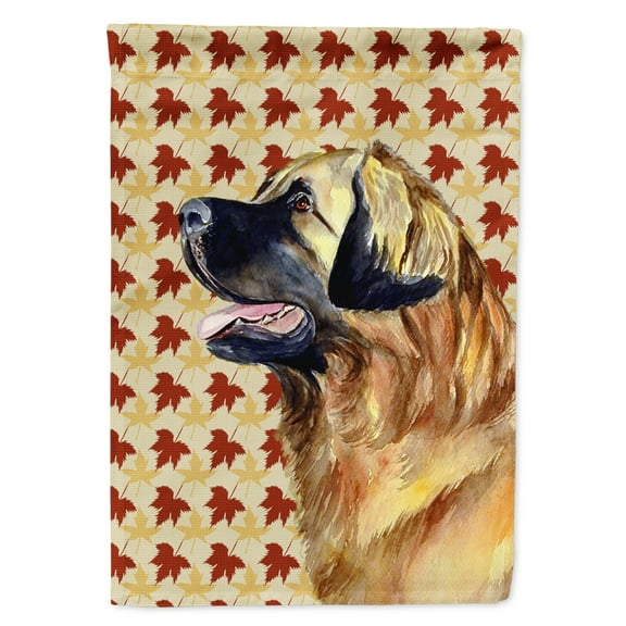 Carolines Treasures LH9123-FLAG-PARENT Leonberger Fall Leaves Portrait Flag  multicolor