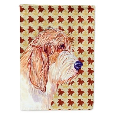 Carolines Treasures LH9127-FLAG-PARENT Petit Basset Griffon Vendeen Fall Leaves Portrait Flag  multicolor