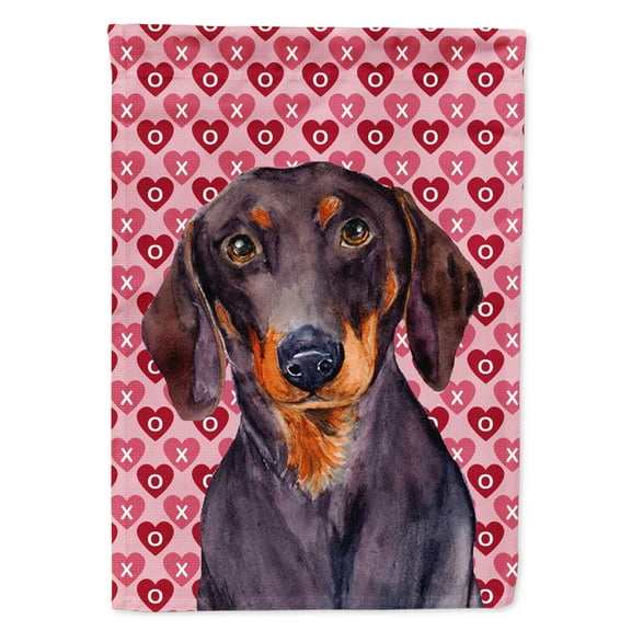 Carolines Treasures LH9133-FLAG-PARENT Dachshund Hearts Love and Valentines Day Portrait Flag  multicolor